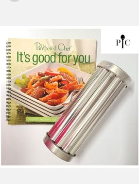 The Pampered Chef Healthy Family Cookbook & Scalloped Canapé Bread Tube Bundle